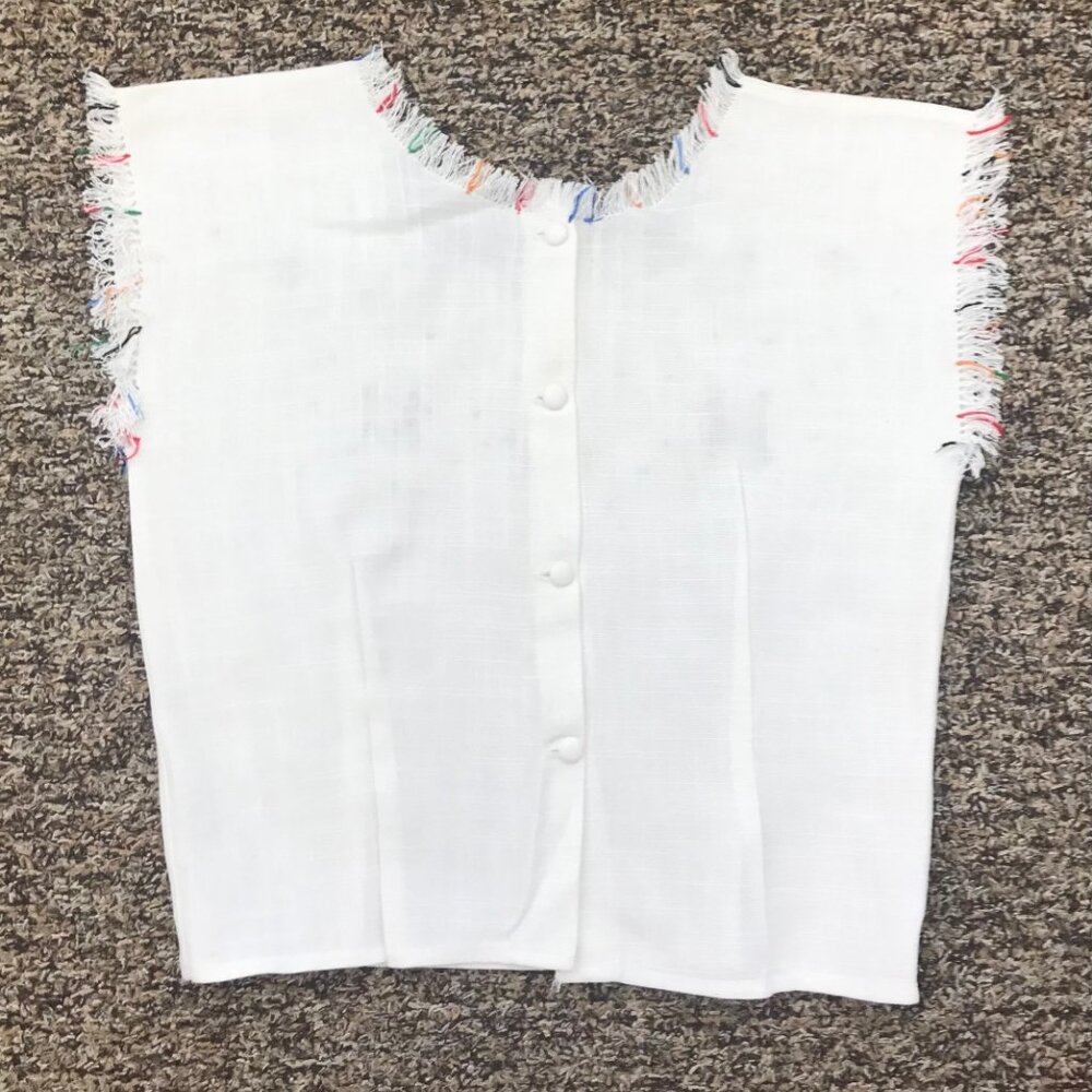 1950s Linen Hand Embroidered KIDS Blouse - Peasant Style Blouse - Girls Blouse - Picture 3 of 3